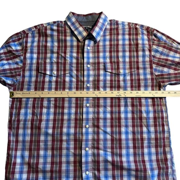 Panhandle Pearl Snap Shirt Mens XL Blue Red Plaid Long Sleeve Western Cowboy - Picture 5 of 12